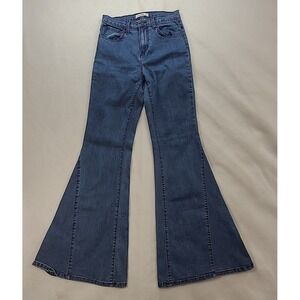 O2 Denim Hollywood USA Made Size 28 High Rise Medium Wash Flare Jeans 34" Inseam